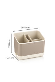 Hermia 2LIBNM-8052 Organizador de Plástico Beige Set de 2 Piezas para Cocina, Baño u Oficina 16.5x10x14 cm
